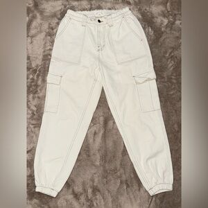 PACSUN Cargo Jogger Jean in Cream Size Medium